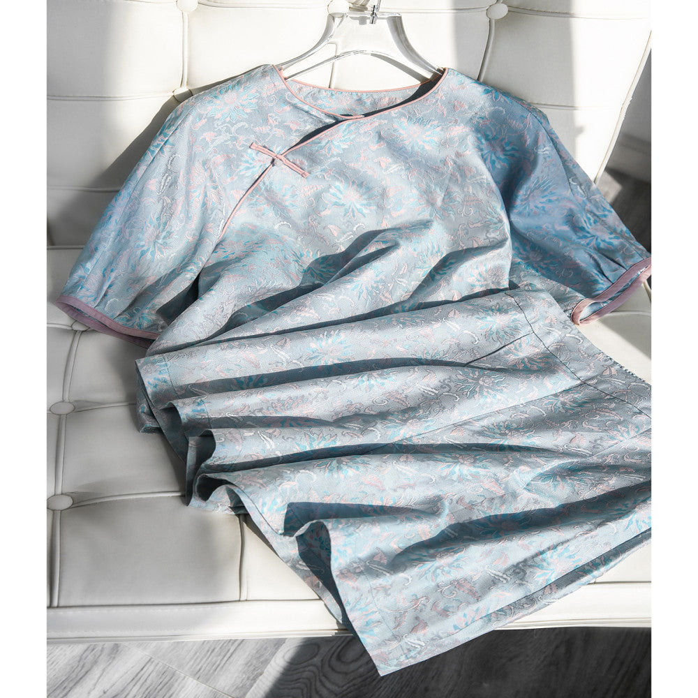 Summer cool transparent non permeable flesh Bubu Shenglian Lotus different color radish 100 pure mulberry silk new Chinese style image 4