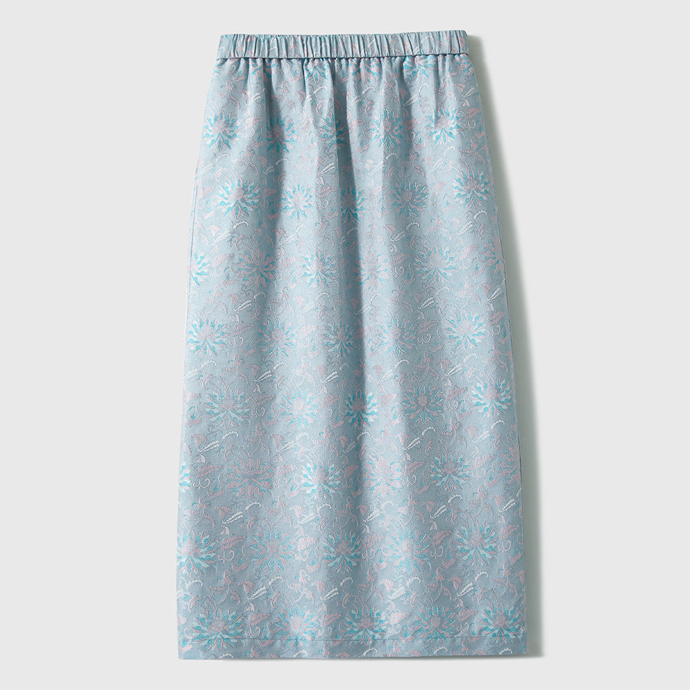 ASAYA3500 Short Sleeve Summer Style Light Blue Chinese Top & Skirt (Sold Seperately)