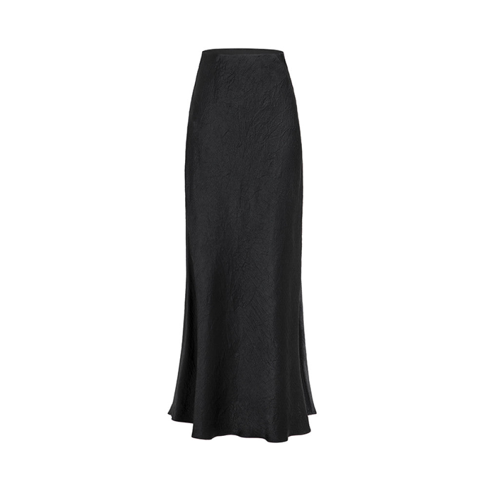 SUK protagonist halo Acetate satin midi skirt for women in summer 2025 new high waist slimming and hip hugging long skirt image 20