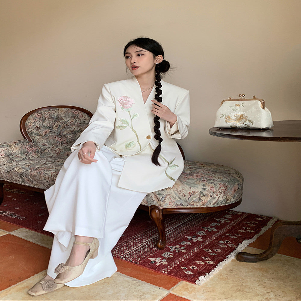 Original by Jiexiang Yinuo Heavy Industry Embroidered Suit Coat Women s Spring and Autumn New Style Advanced and Elegant Casual Suit image 8