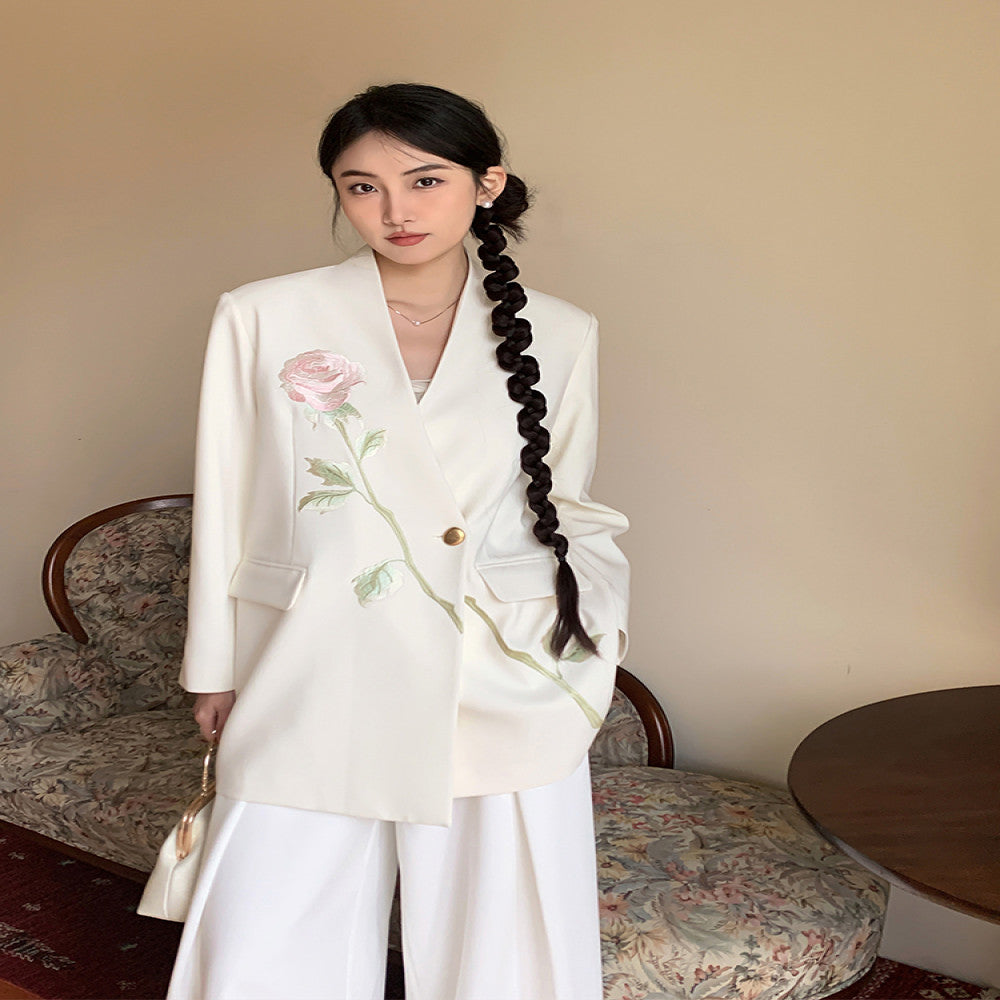 Original by Jiexiang Yinuo Heavy Industry Embroidered Suit Coat Women s Spring and Autumn New Style Advanced and Elegant Casual Suit image 9