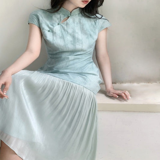 ASAYA3476 Sky and Water Cheongsam Dress