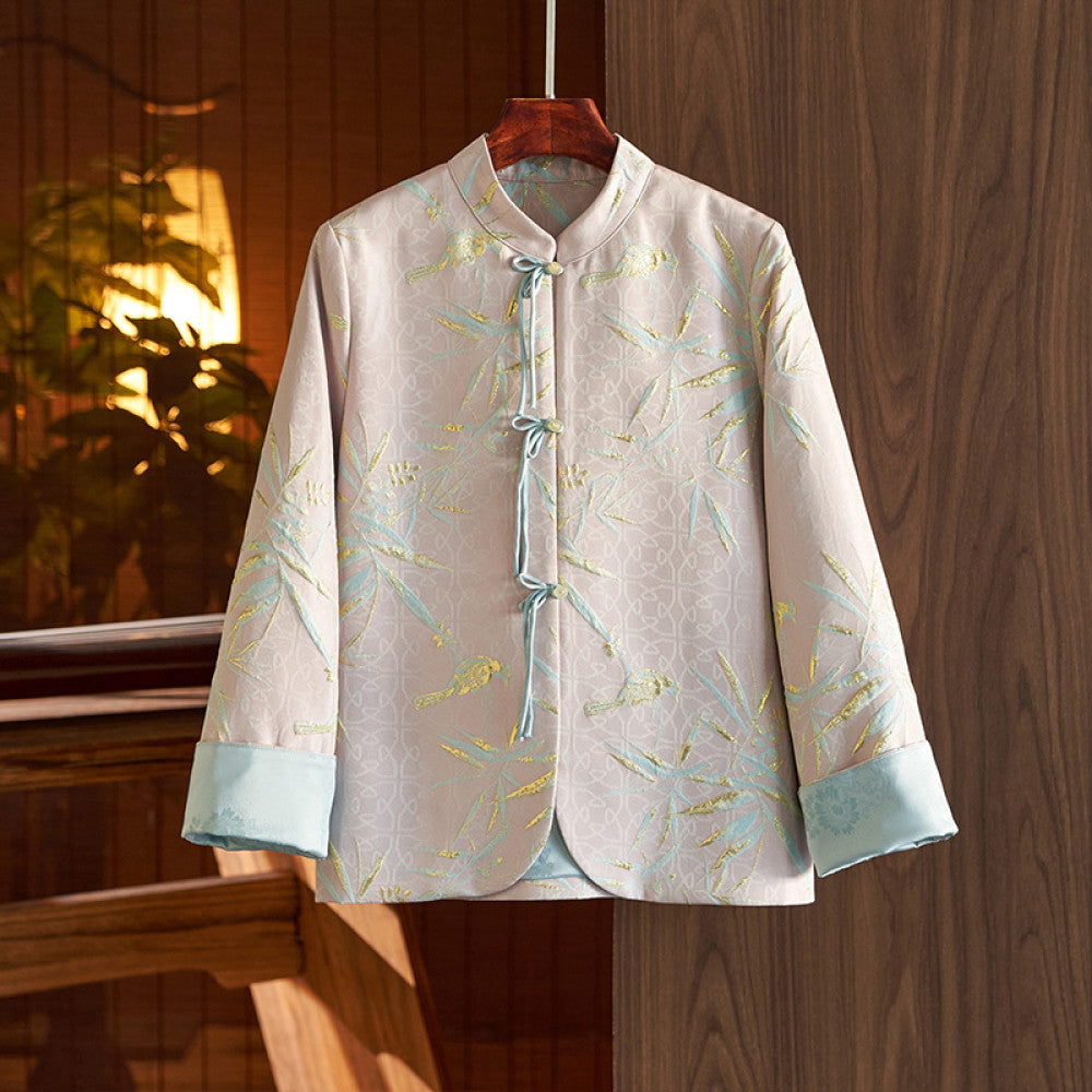 Chinese style buttoned short coat jacket new Chinese jacquard Tang suit blouse female 2023 spring and autumn new style temperament high end image 19