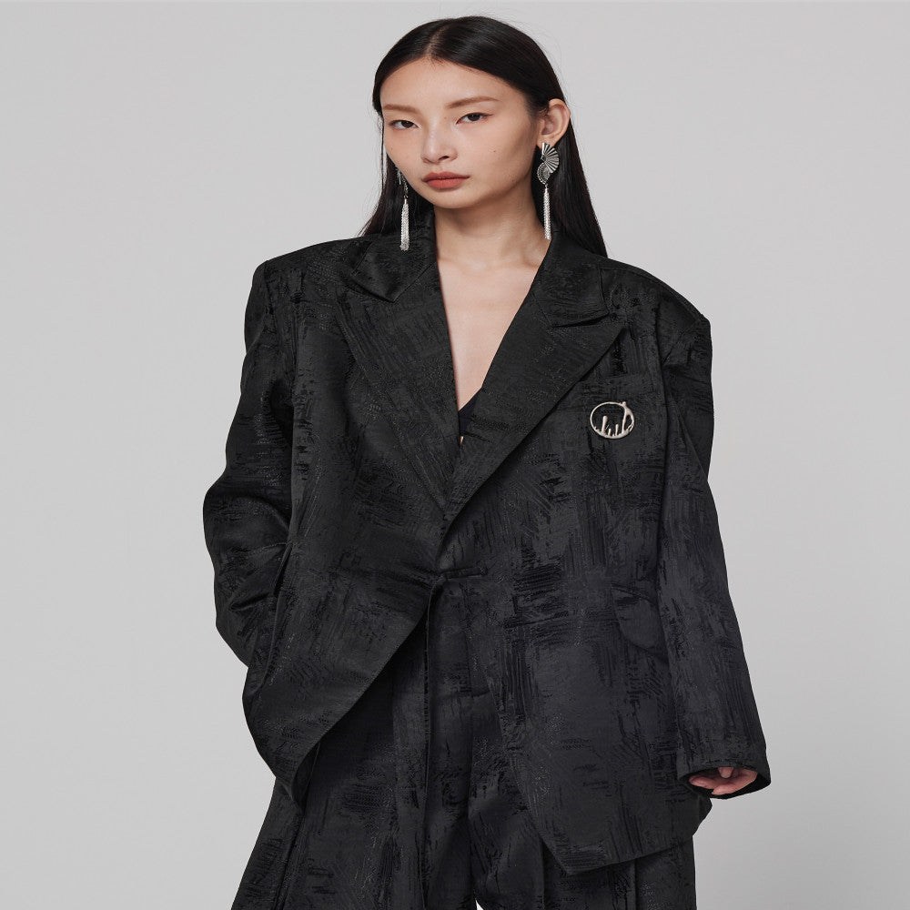 Autumn black new Chinese style suit jacket for women with a sense of luxury loose and dark style silhouette suit with a cinched waist design image 9