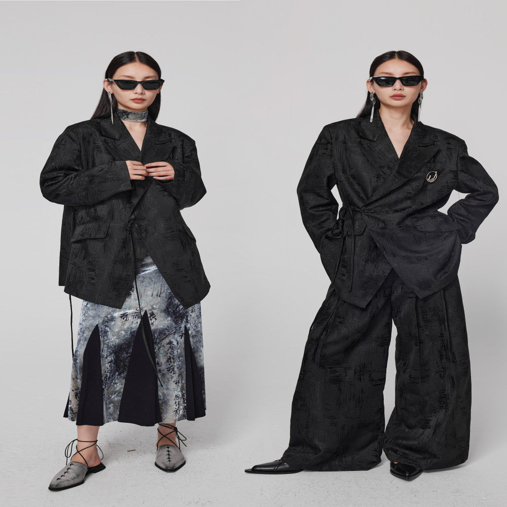 Autumn black new Chinese style suit jacket for women with a sense of luxury loose and dark style silhouette suit with a cinched waist design image 12