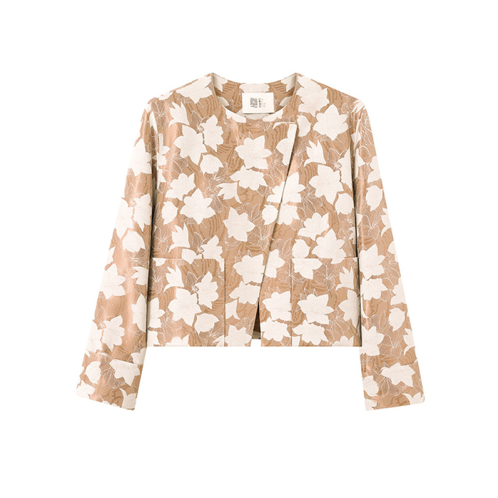 Ruyi Lianyun Spring and Autumn New Round Neck Slant Hemp Jacquard Short Coat Women s Chinese Style Retro New Chinese Style Falling Shoulder Sleeve Top image 17