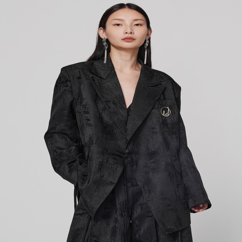 Autumn black new Chinese style suit jacket for women with a sense of luxury loose and dark style silhouette suit with a cinched waist design image 0
