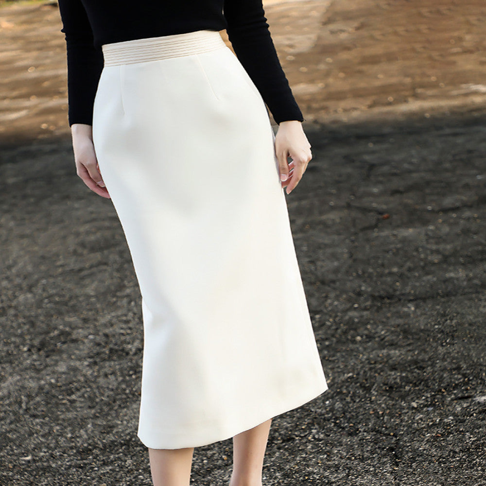 Lanser 2025 Autumn New Style Commuter Side Split One Step Skirt with High Waist and Thin Look Straight Tube Hip Wrapping Half Body Skirt image 12