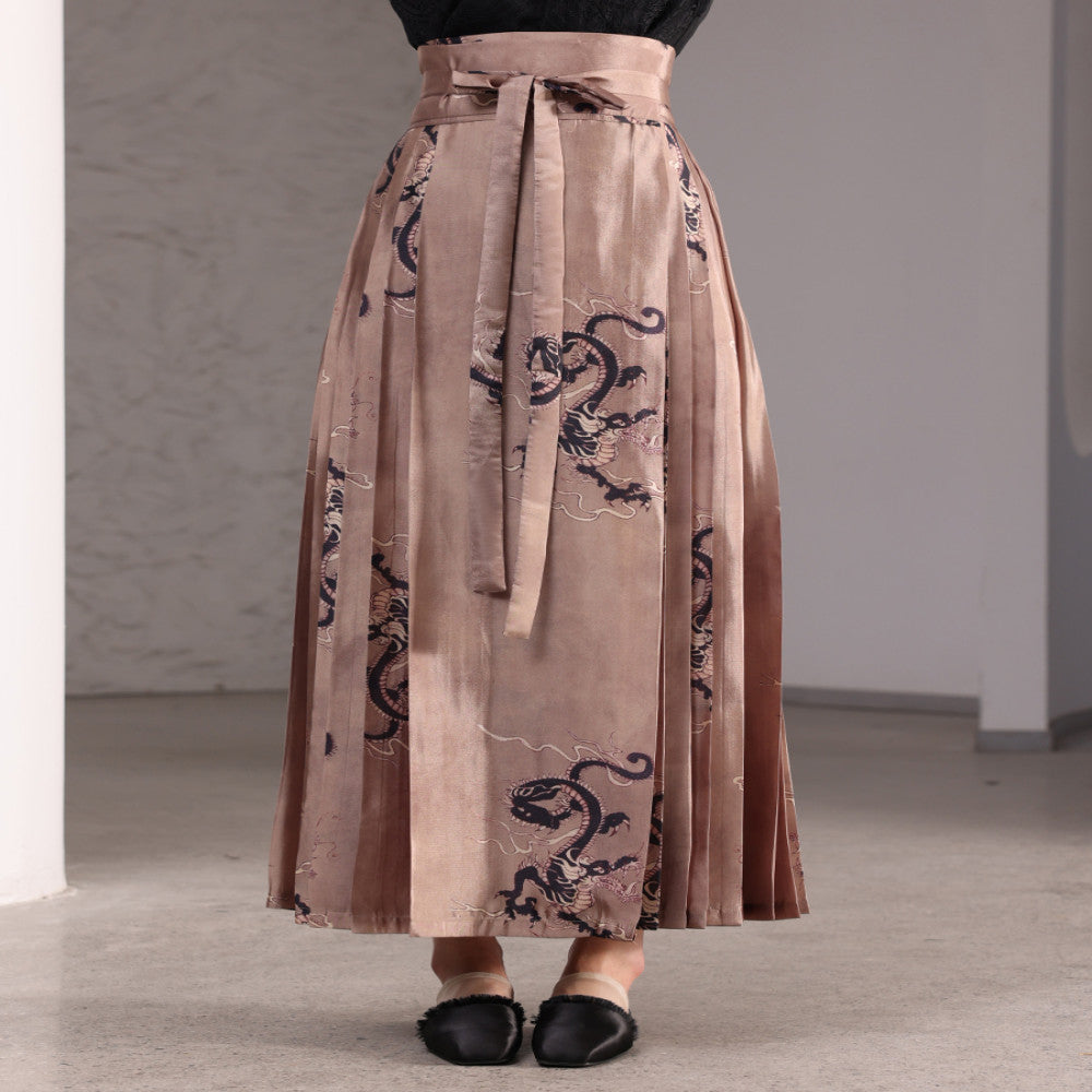 Inside and outside the boundary ancient style high waist new Chinese style printing retro elegant swing long horse face skirt J42Q525 image 2