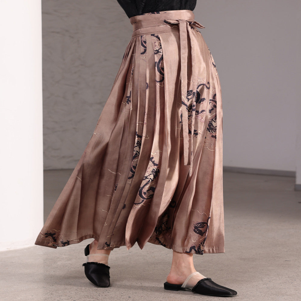 Inside and outside the boundary ancient style high waist new Chinese style printing retro elegant swing long horse face skirt J42Q525 image 0