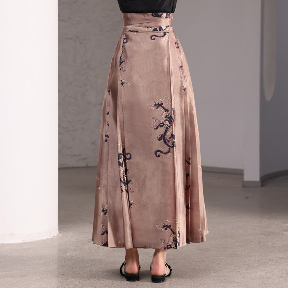 Inside and outside the boundary ancient style high waist new Chinese style printing retro elegant swing long horse face skirt J42Q525 image 8