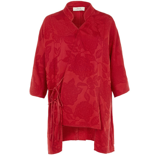 ASAYA3443 Chinese Tang suit tops women's red lace new style stand-up collar outerwear cardigan camellia jacquard improved Hanfu