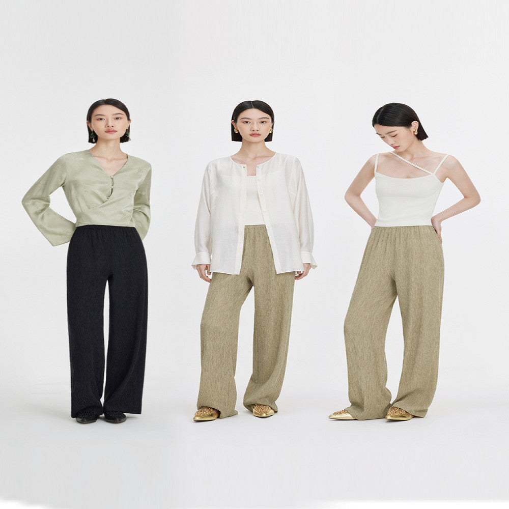 Lyocell pleated pants naivee straight leg casual pants for women in summer loose lightweight high waisted and hanging feeling image 4