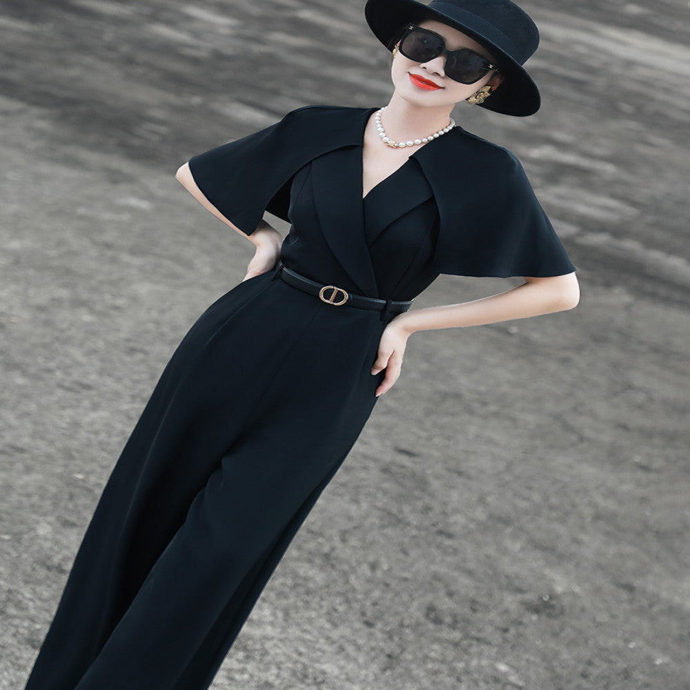 Lanser 2025 Summer New Style High End Commuter Wide Leg Pants with Cloak Splicing High Waist and Slimming jumpsuit image 5