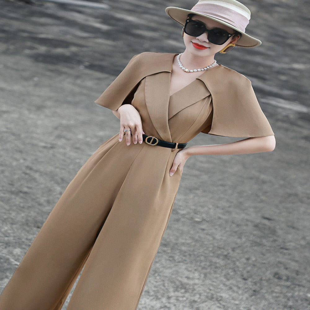 Lanser 2025 Summer New Style High End Commuter Wide Leg Pants with Cloak Splicing High Waist and Slimming jumpsuit image 14
