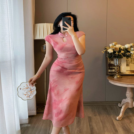 ASAYA3424 New Chinese style national style summer new style super beautiful temperament slim retro long skirt