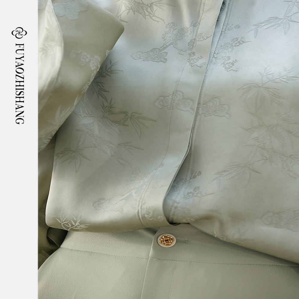 FUYAO New Chinese Style Silk Stand up Collar Shirt for Women 2025 Autumn New Fragrant Cloud Yarn Retro Top image 3