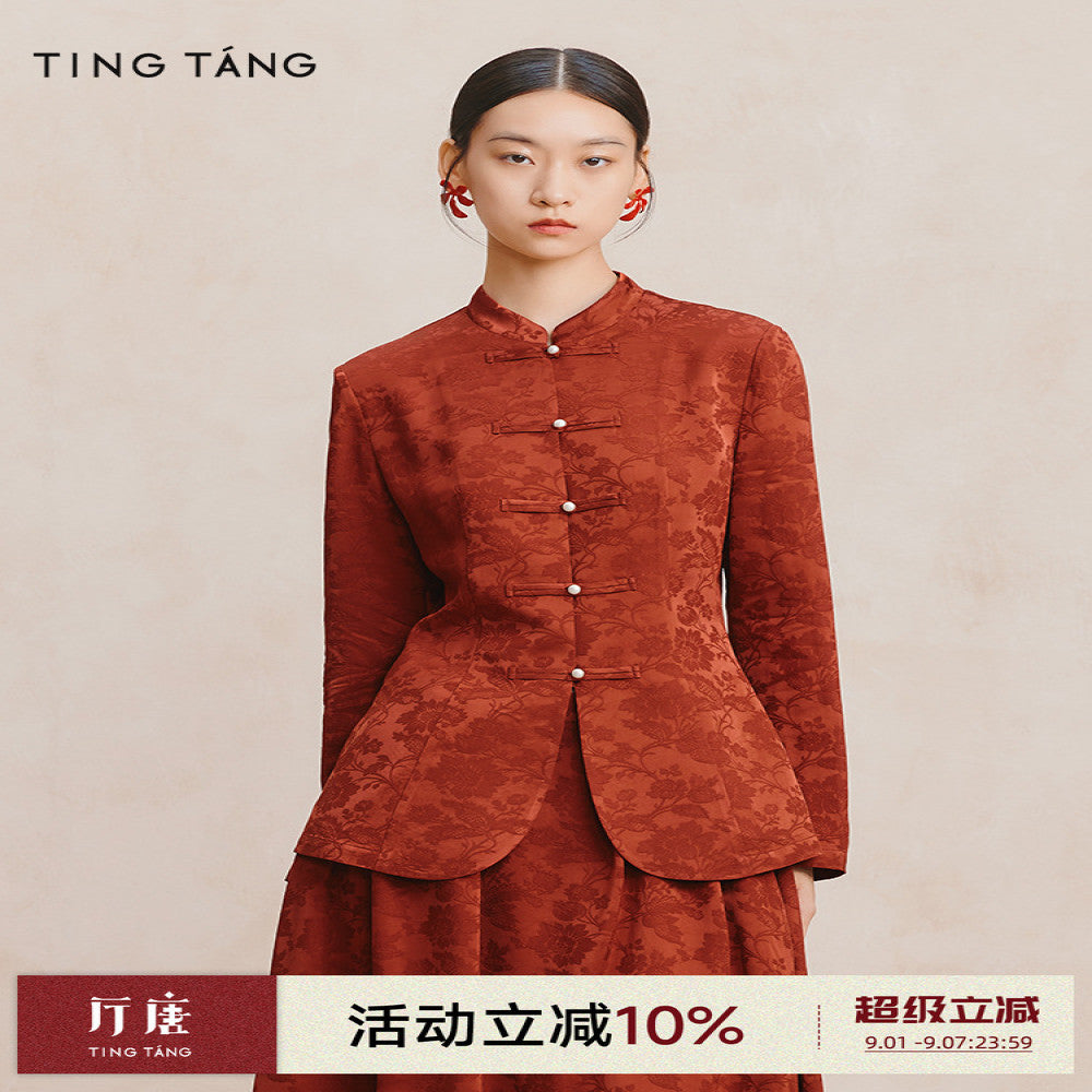 Tingtang New Chinese style Wedding Dress Top Red Retro Engagement Dress Toast Dress Show He Dress image 0