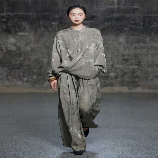 ASAYA3401 Guanle crepe silk jacquard material plant dyeing | multi-wear shirt