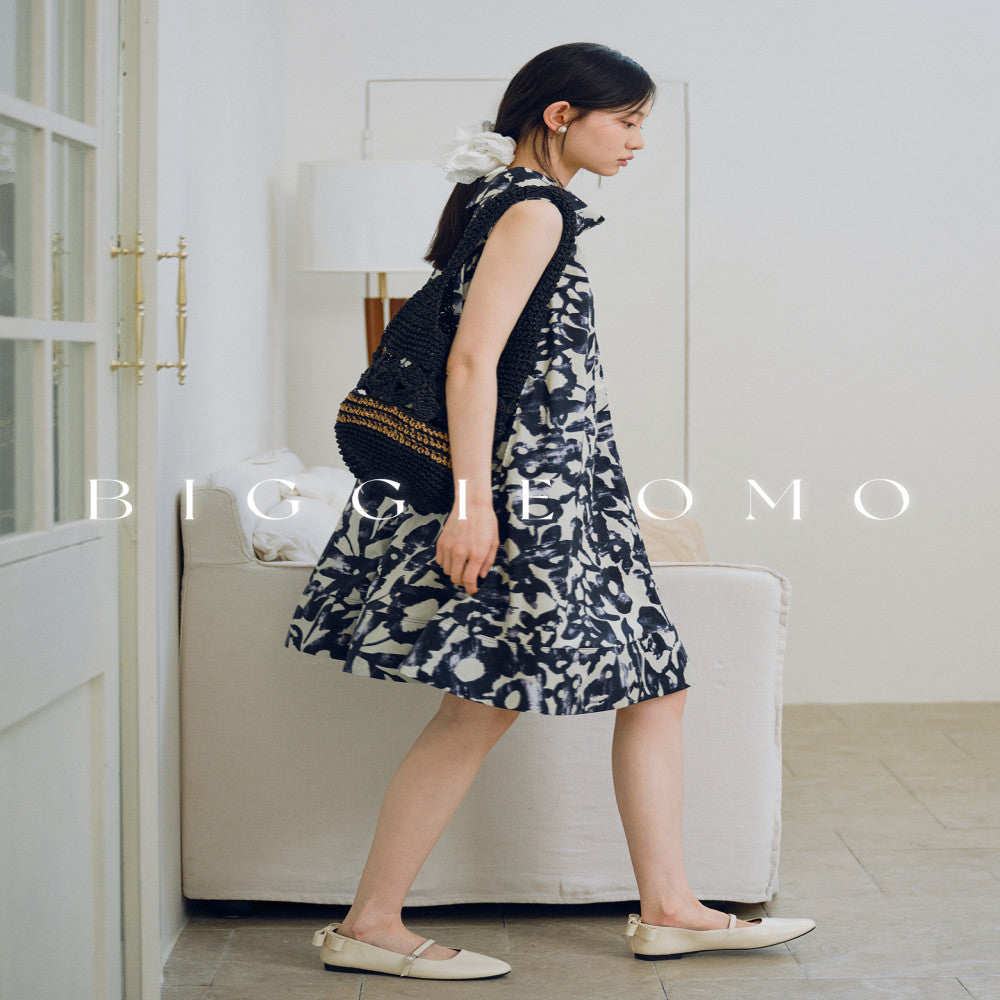 Biggie OMO elegant floral short vest skirt cotton print breathable and comfortable slimming dress image 4