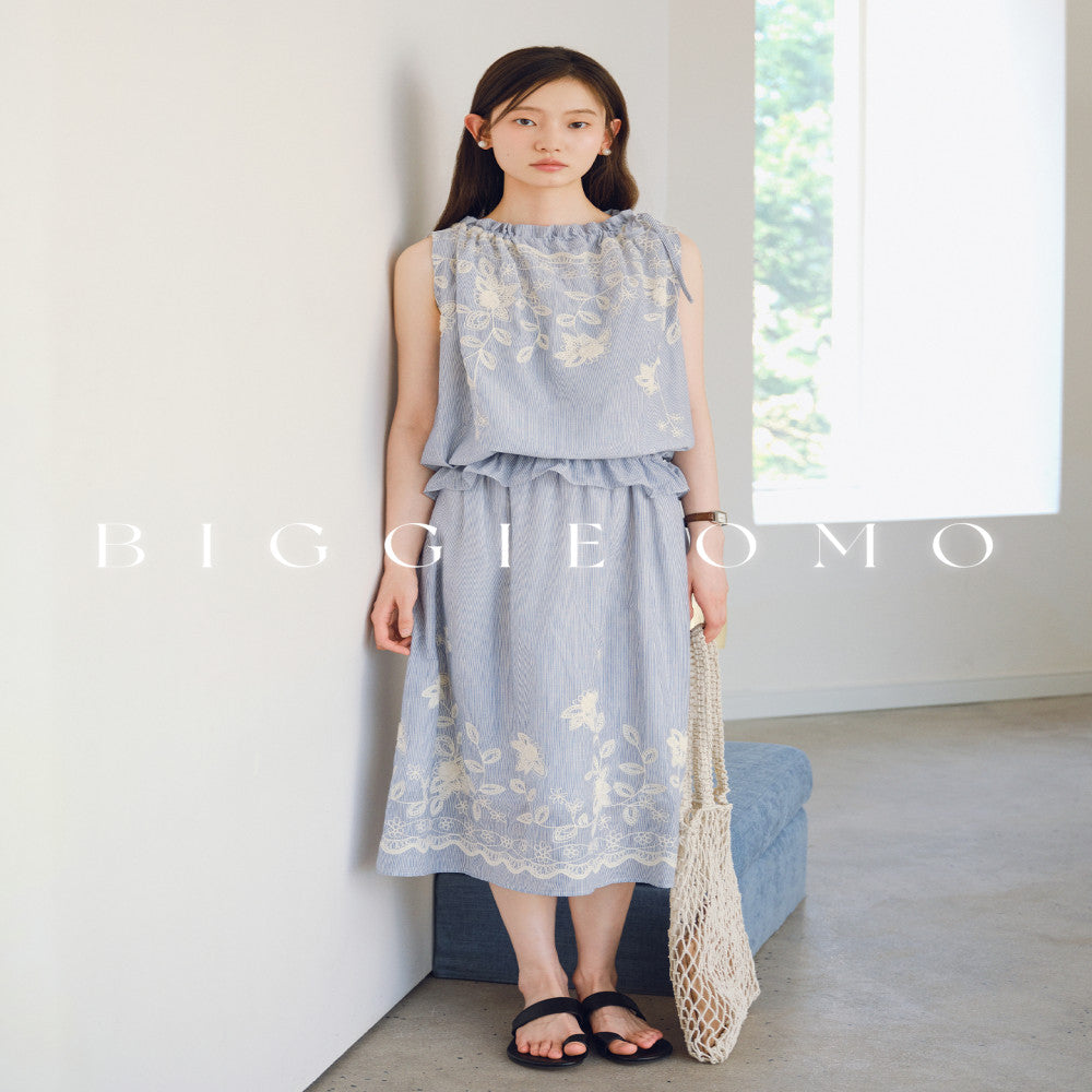 Biggie Omo Senyuji Blue Pinstripe Positioning Embroidered Vest Skirt Heavy Work Suit image 2