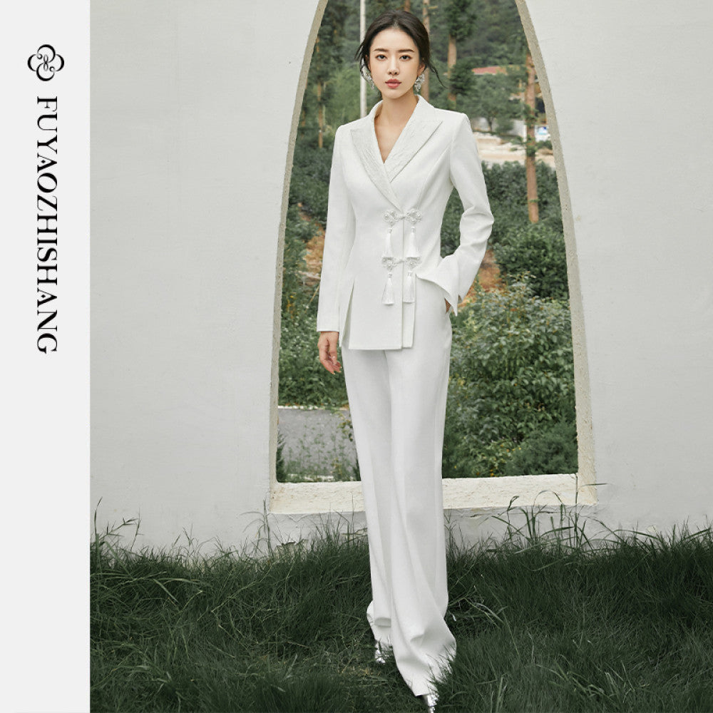 FUYAO Chinese style suit jacket women s autumn new design tassel buckle lapel suit long sleeved top image 34