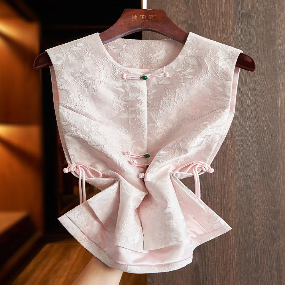 High grade black new Chinese waistcoat vest women s retro jacquard niche light China Chic style button folding top image 4