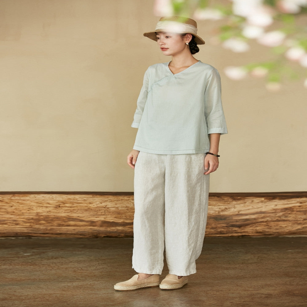 Wanlang Jixiangyu er Original Cotton Handmade Hook Lace Cross Collar Buckle Art New Chinese style Small Top for Women image 5