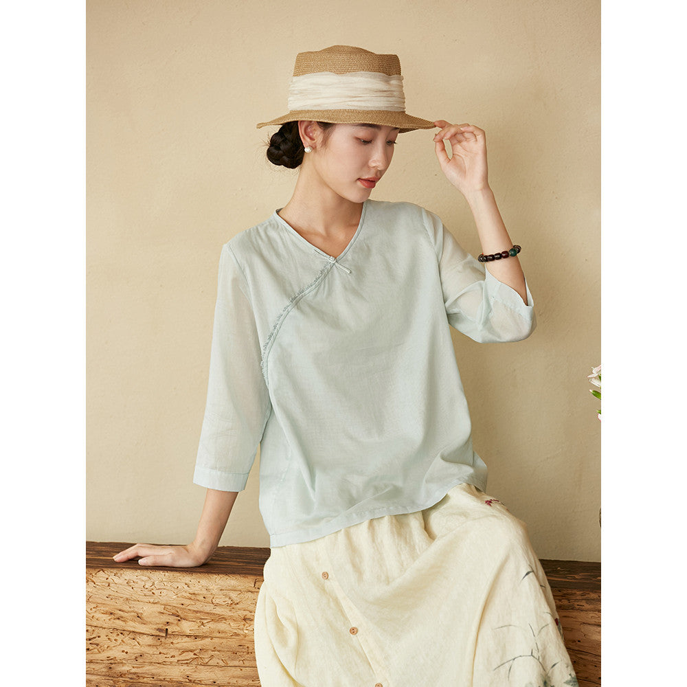 Wanlang Jixiangyu er Original Cotton Handmade Hook Lace Cross Collar Buckle Art New Chinese style Small Top for Women image 31