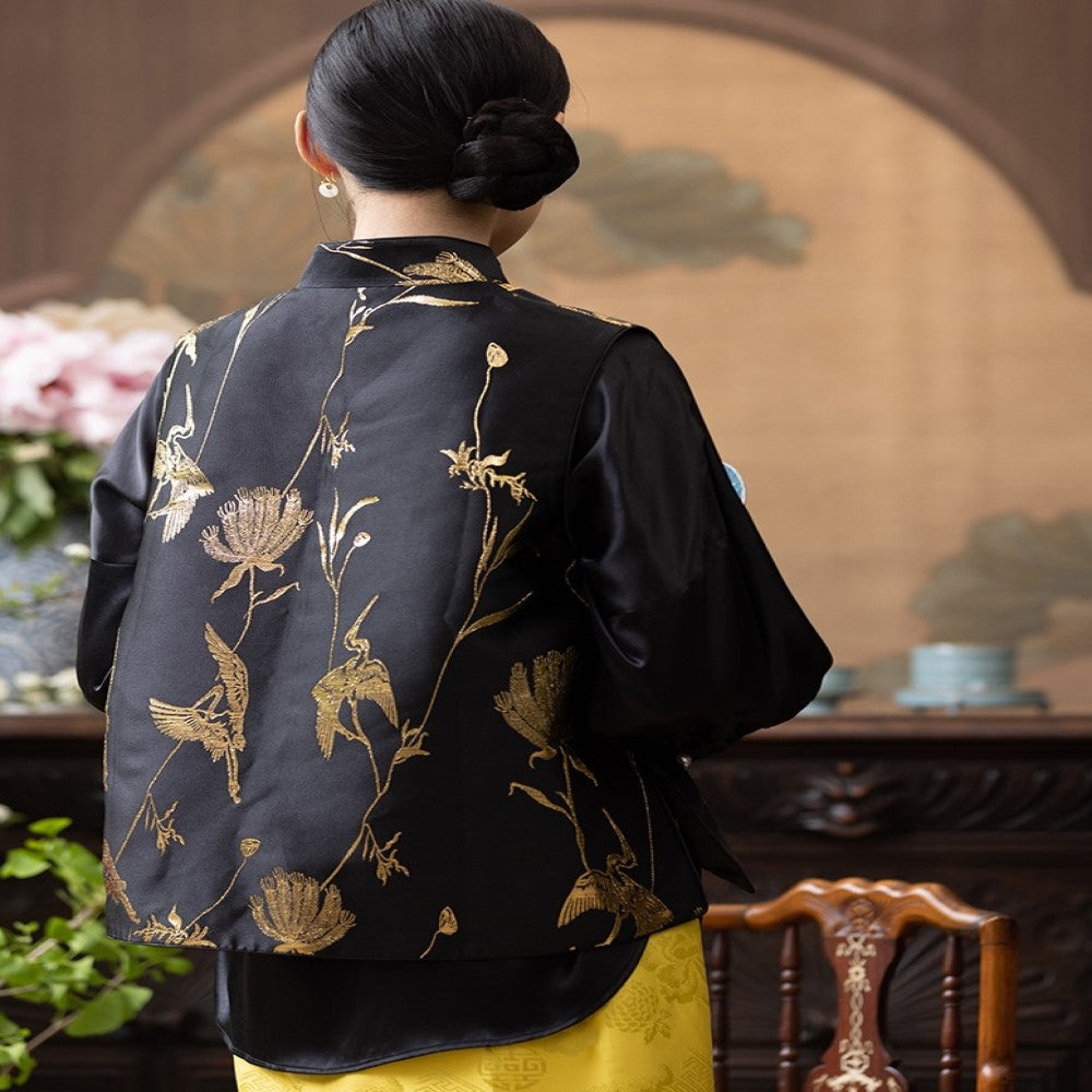 Town Store Baby PCY1479 Retro Vest Shoulder Stand Collar Jacquard Chinese Small Shirt Cotton Horse Jacket Four Seasons Women image 65
