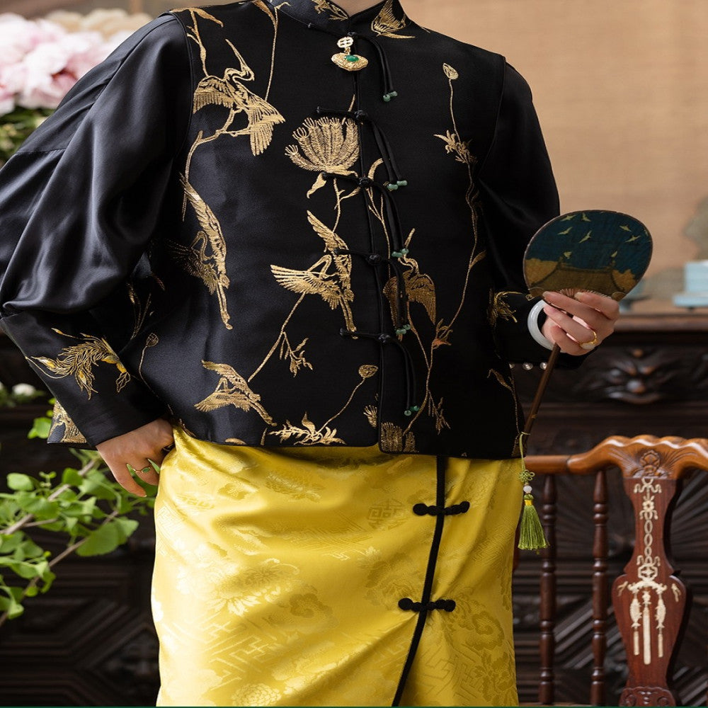 Town Store Baby PCY1479 Retro Vest Shoulder Stand Collar Jacquard Chinese Small Shirt Cotton Horse Jacket Four Seasons Women image 66