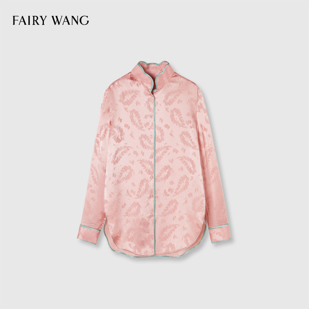 FAIRY WANG Italy Imported Bottom Fabric 100 Mulberry Silk Feather Jacquard New Chinese Style Set image 11