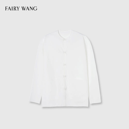 ASAYA3350 Italian imported high-end hand-painted "Butterfly" 100% mulberry silk new Chinese style buttoned top