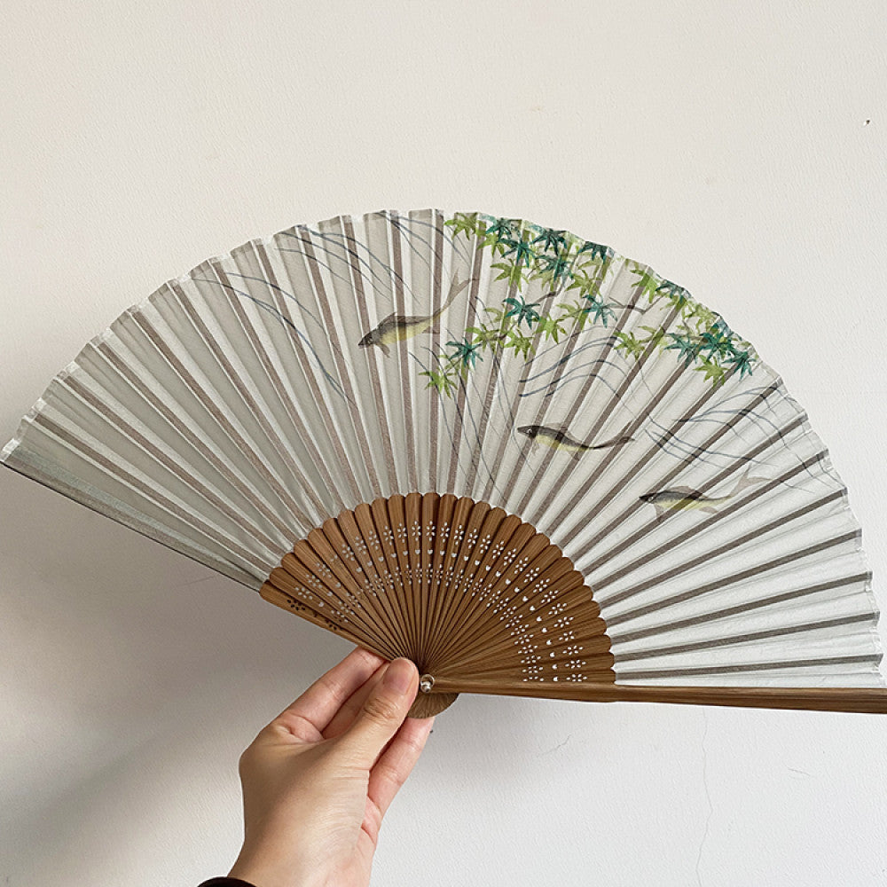 Export to Japan original order tail order Japanese style fan silk hand painted 7 inch Chinese style can be paired with Hanfu yukata image 2
