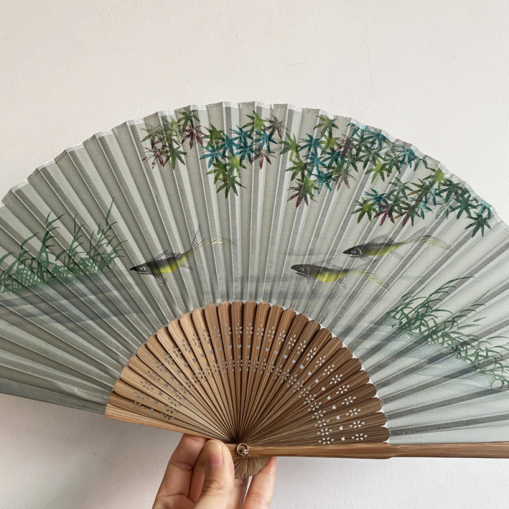 Export to Japan original order tail order Japanese style fan silk hand painted 7 inch Chinese style can be paired with Hanfu yukata image 17