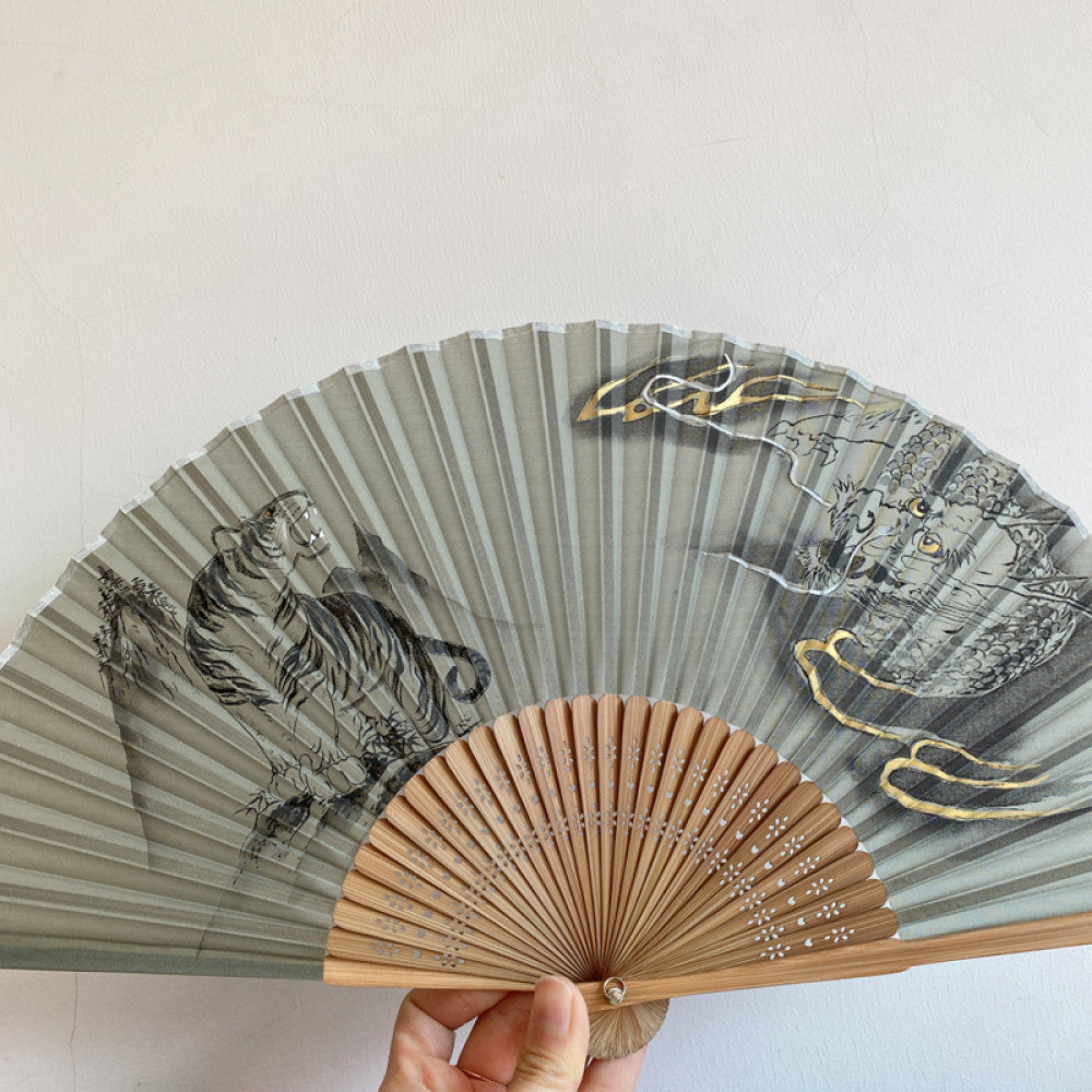 Export to Japan original order tail order Japanese style fan silk hand painted 7 inch Chinese style can be paired with Hanfu yukata image 29