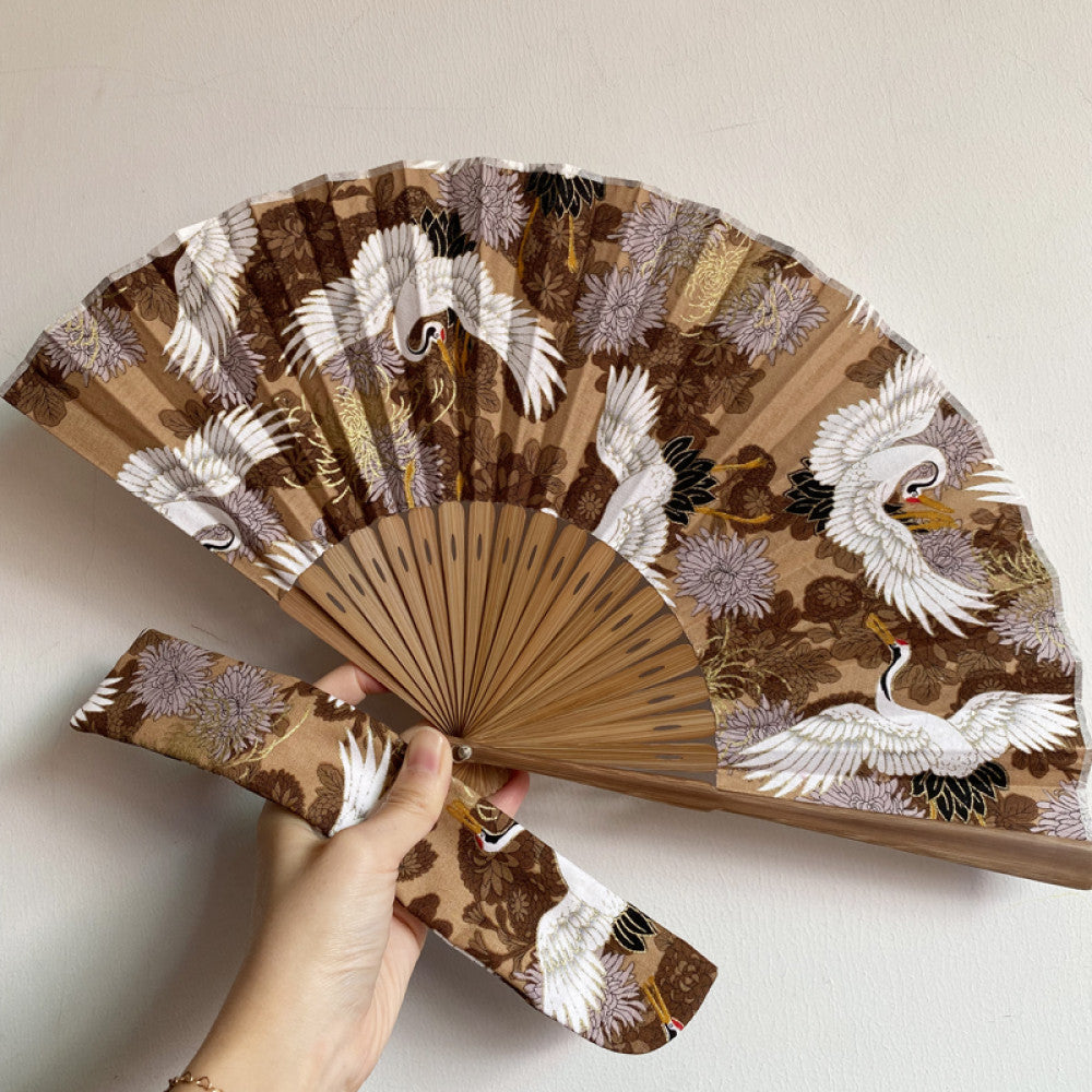 ASAYA3348 Gold-stamped crane Fan