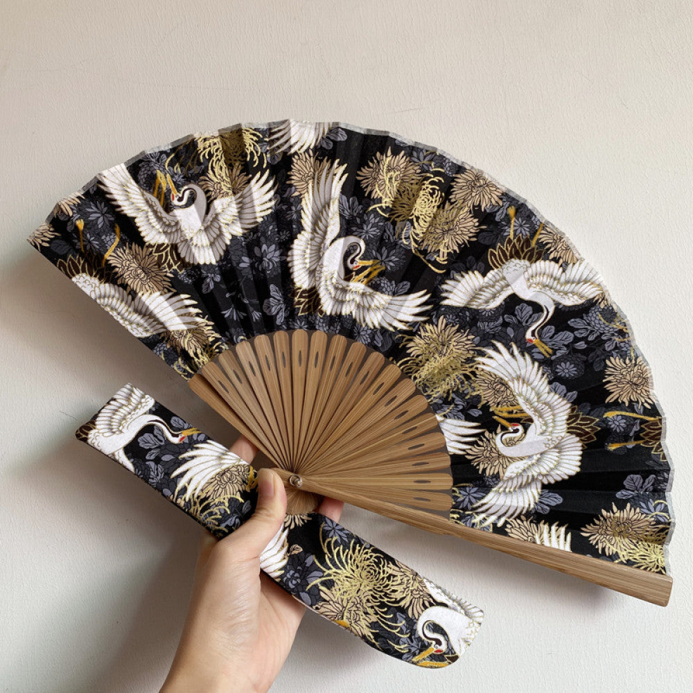 Export to Japan original order tail order original factory Japanese style fan hot stamping crane Chinese style can be paired with Hanfu yukata image 4