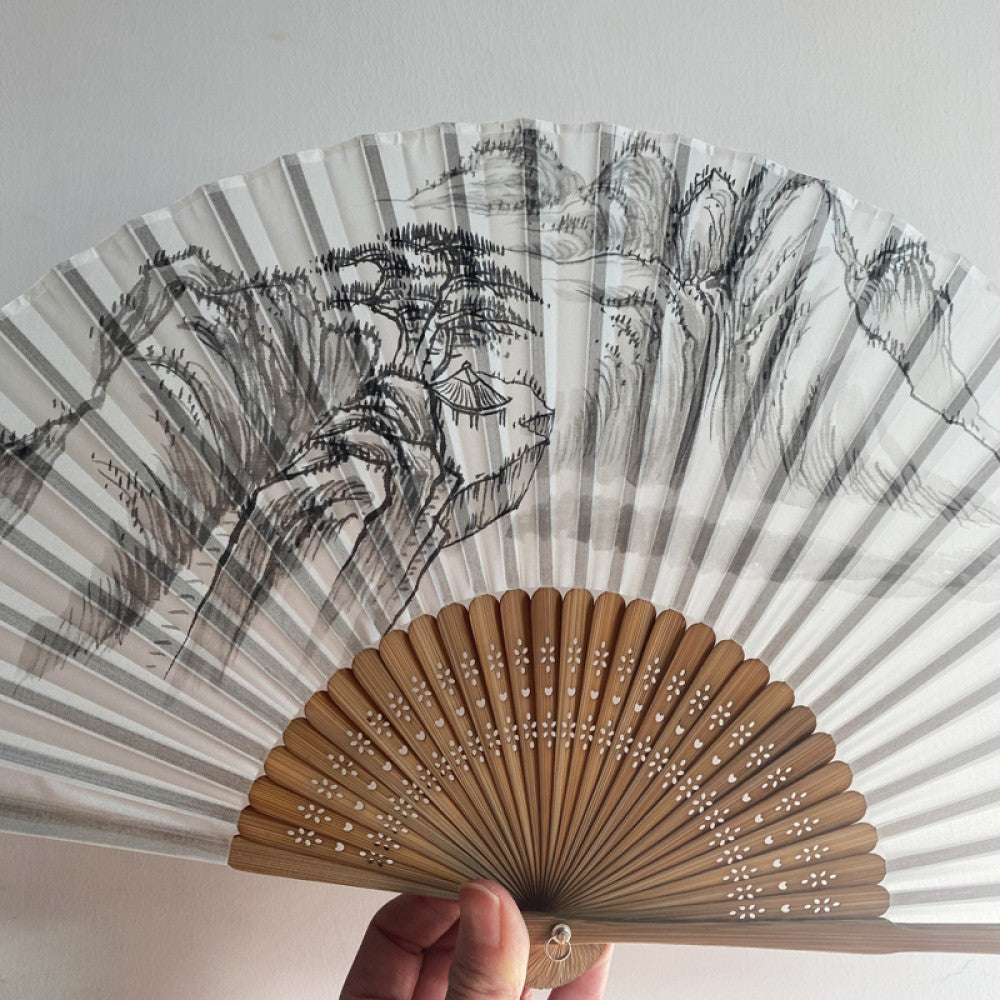 Export to Japan original order tail order Japanese style fan silk hand painted 7 inch Chinese style can be paired with Hanfu yukata image 34
