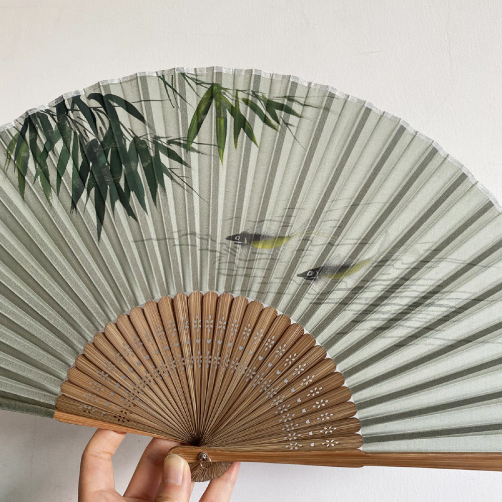 Export to Japan original order tail order Japanese style fan silk hand painted 7 inch Chinese style can be paired with Hanfu yukata image 41