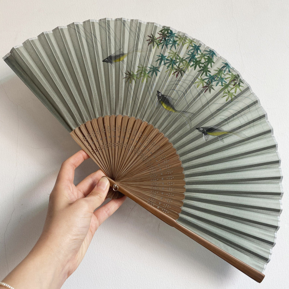 Export to Japan original order tail order Japanese style fan silk hand painted 7 inch Chinese style can be paired with Hanfu yukata image 52