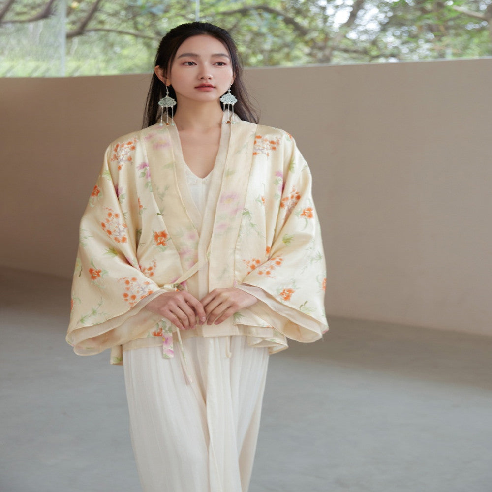 Double sided three dimensional jacquard silk fabric Lyocell organza new Chinese style jacket image 1