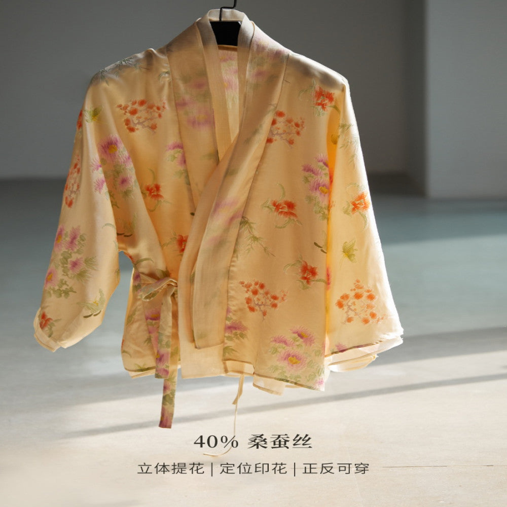Double sided three dimensional jacquard silk fabric Lyocell organza new Chinese style jacket image 2