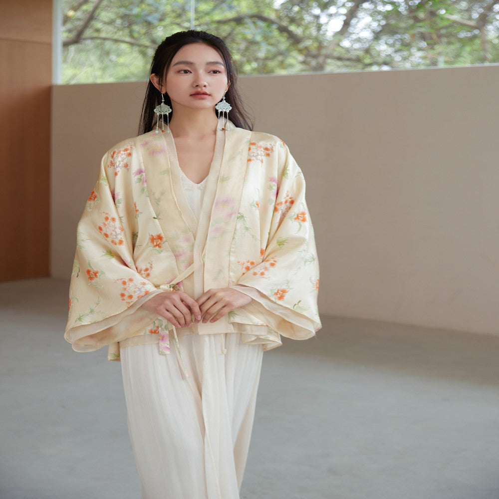 Double sided three dimensional jacquard silk fabric Lyocell organza new Chinese style jacket image 6