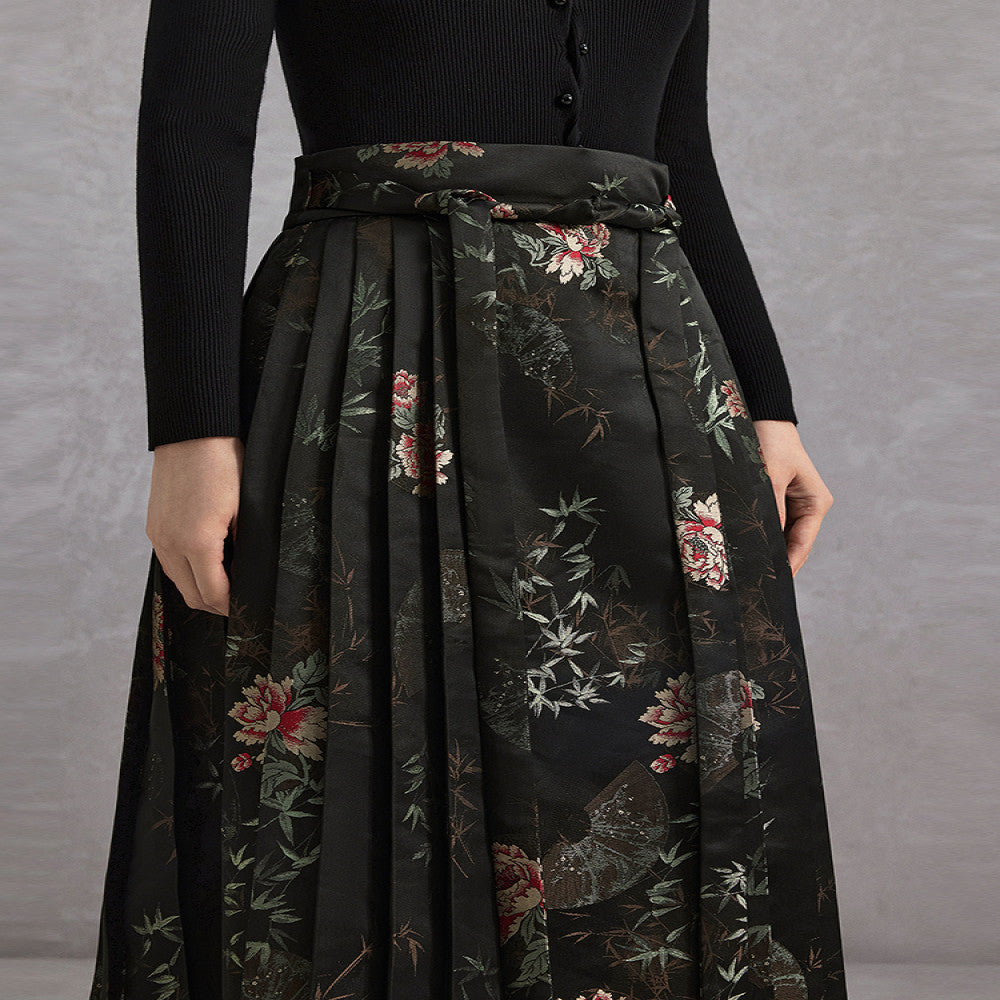 Same style Naivee autumn new Chinese style vertical jacquard modified horse face skirt half skirt in the mall image 4