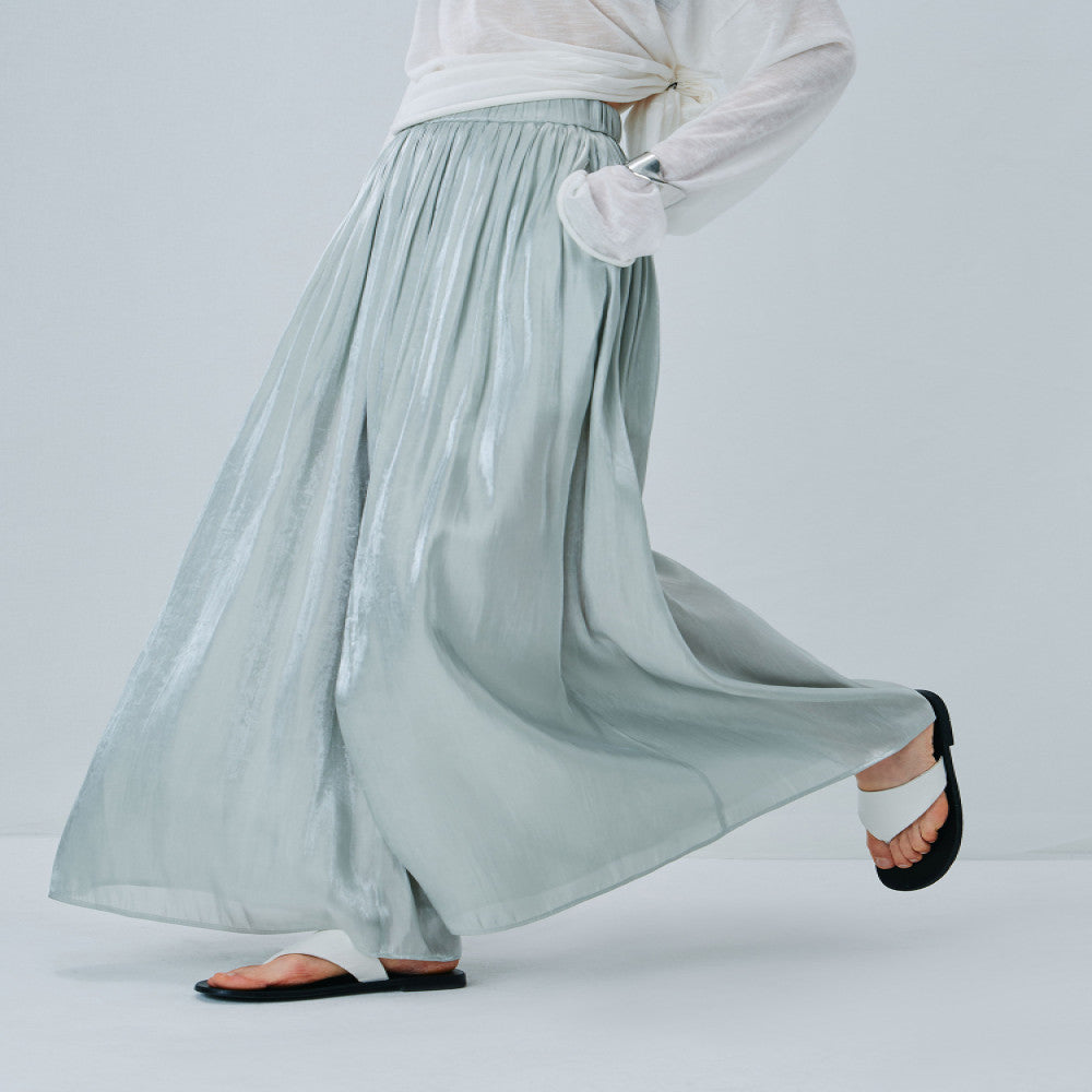 KOHS Summer BI Fresh Vacation Gilded Texture Elegant Wide Leg Pants High Waist Ice Silk Thin Skirt Pants image 2