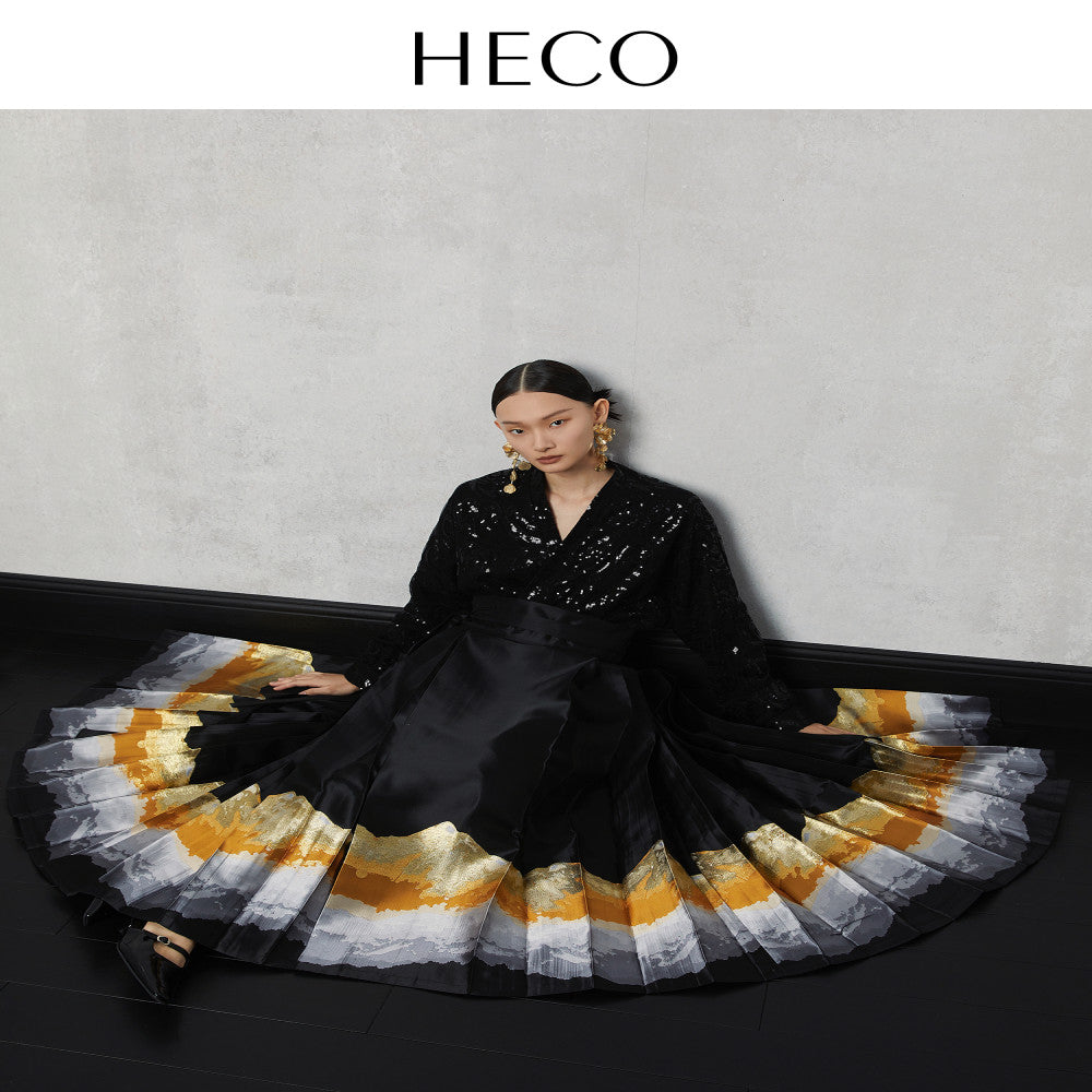 HECO Canruo Rose New Chinese Autumn New Product Sparkling Embroidered Mesh Shirt Ma Mian Skirt Paired with Women s Top image 4