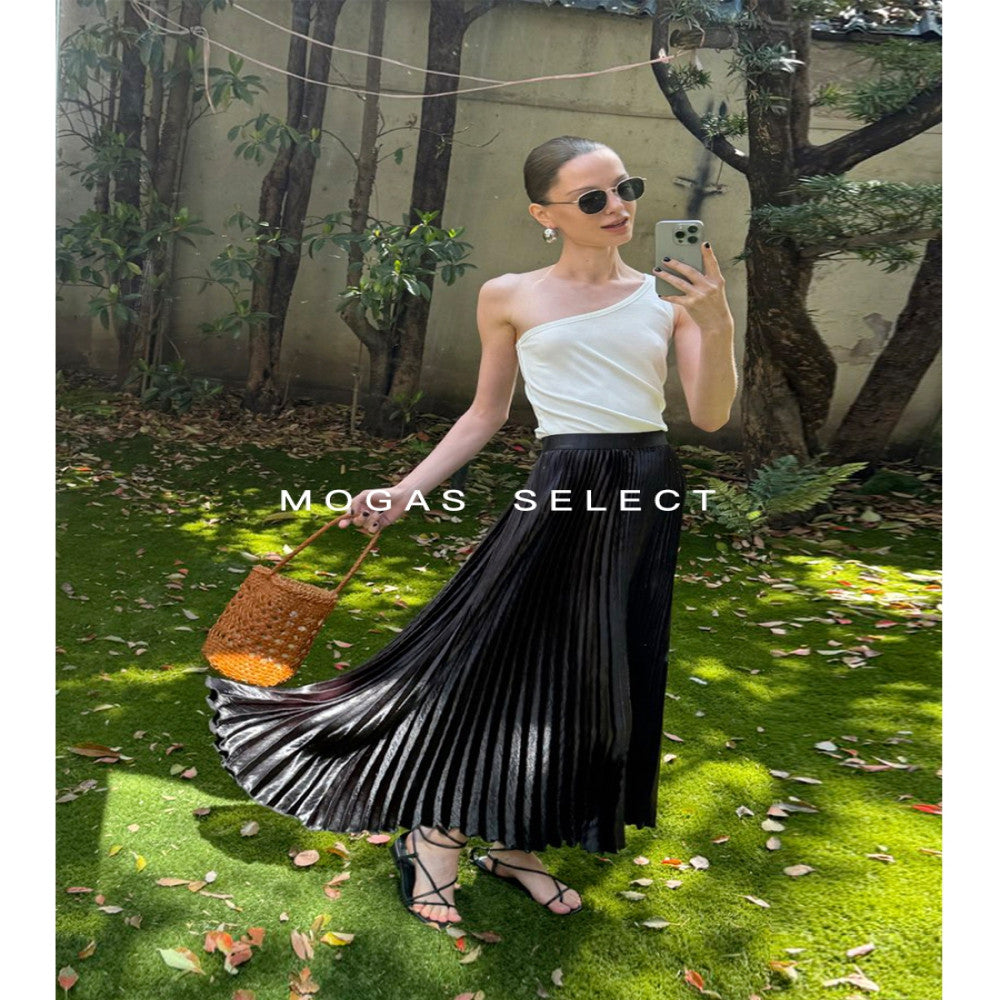 Spot Mogas Gilded Mermaid Ji Heavy Industry High Definition Three Dimensional Folded Half Body Skirt with Hanging Feel Hundred Fold Skirt for Women Summer image 5