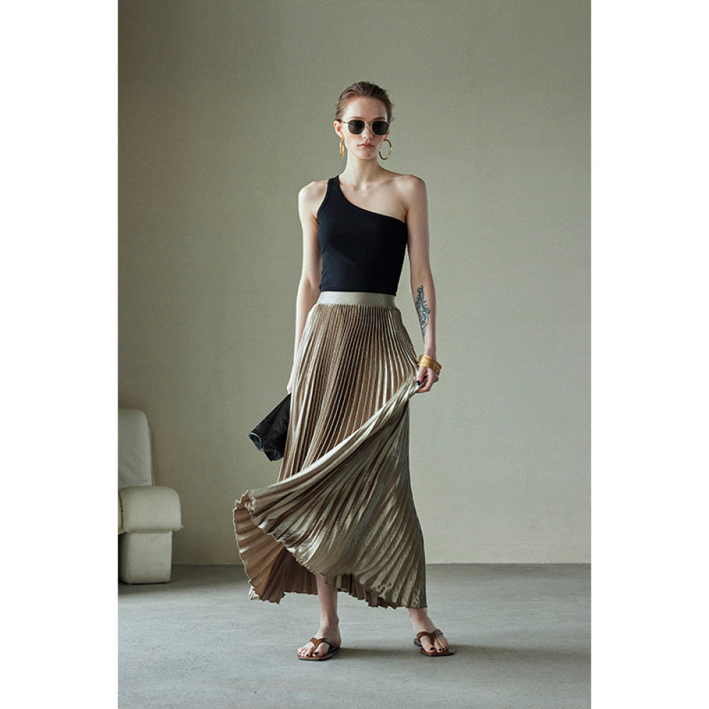 Spot Mogas Gilded Mermaid Ji Heavy Industry High Definition Three Dimensional Folded Half Body Skirt with Hanging Feel Hundred Fold Skirt for Women Summer image 13