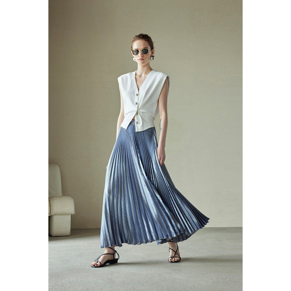 Spot Mogas Gilded Mermaid Ji Heavy Industry High Definition Three Dimensional Folded Half Body Skirt with Hanging Feel Hundred Fold Skirt for Women Summer image 36